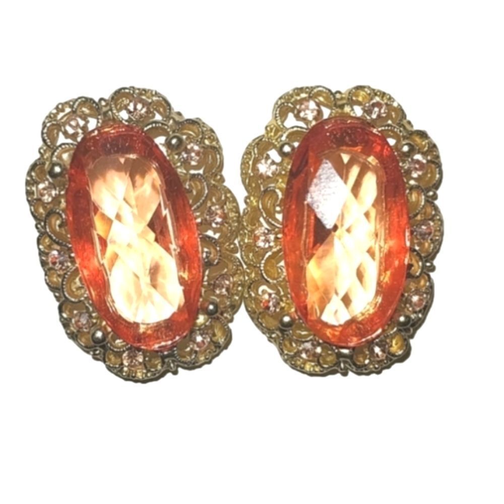 Super cute orange gem studded earrings
